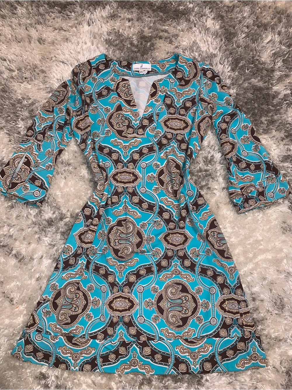 Blue Paisley Wrap-Style Women’s Dress